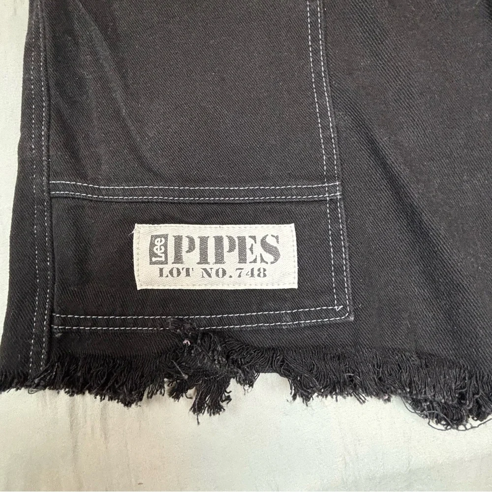 Vintage‎ Y2k Lee Pipes Jean Shorts Baggy Denim Men’s 32 Black Skater Bmx
